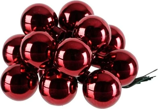 Decoris kerstballen kerststukje donkerrood D 2,5 cm