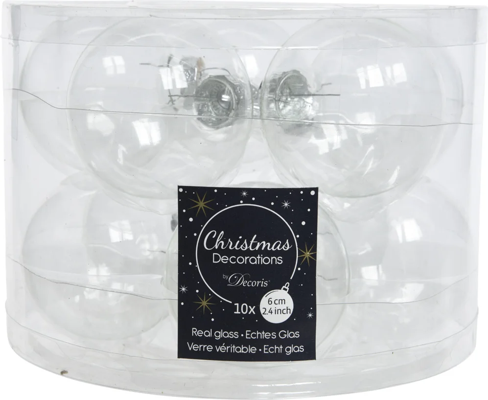 Decoris kerstbal transparant D 6 cm 10 stuks