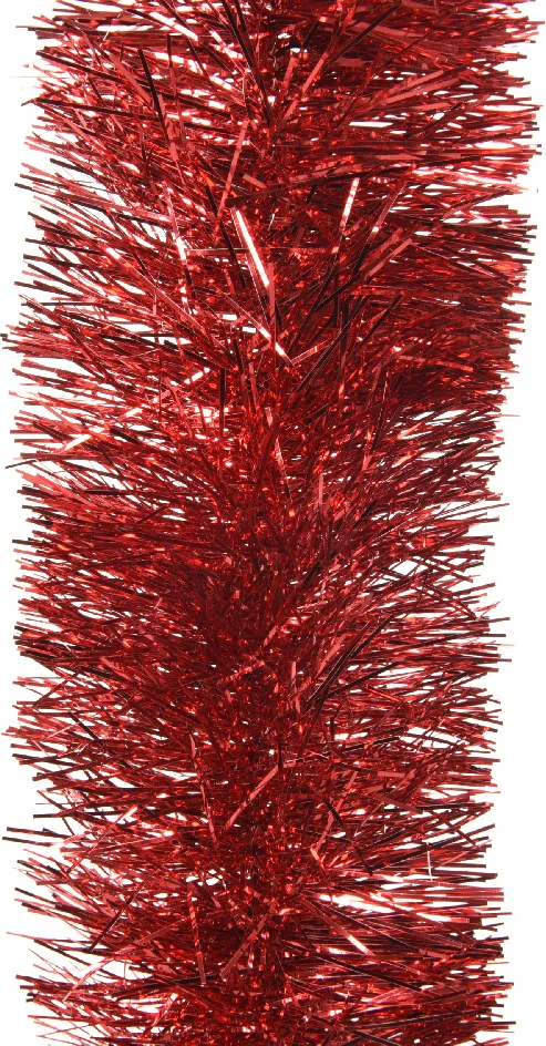 Decoris kerstslinger Lametta rood D 10 H 270 cm