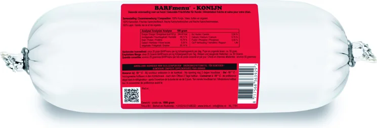 BARFmenu diepvries hondenvoer konijn 500 g