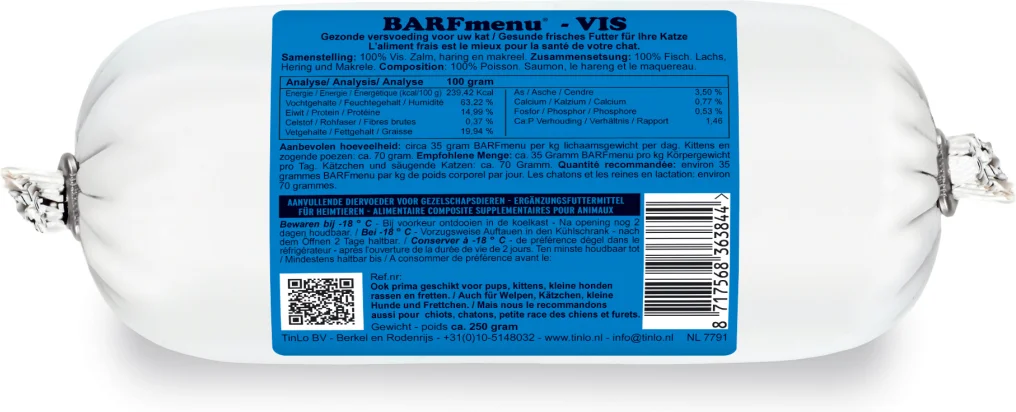BARFmenu diepvries kattenvoer vis 250 g