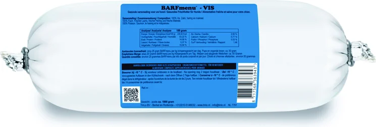 BARFmenu diepvries hondenvoer vis 1 kg