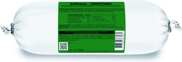 BARFmenu diepvries hondenvoer groenten 1 kg