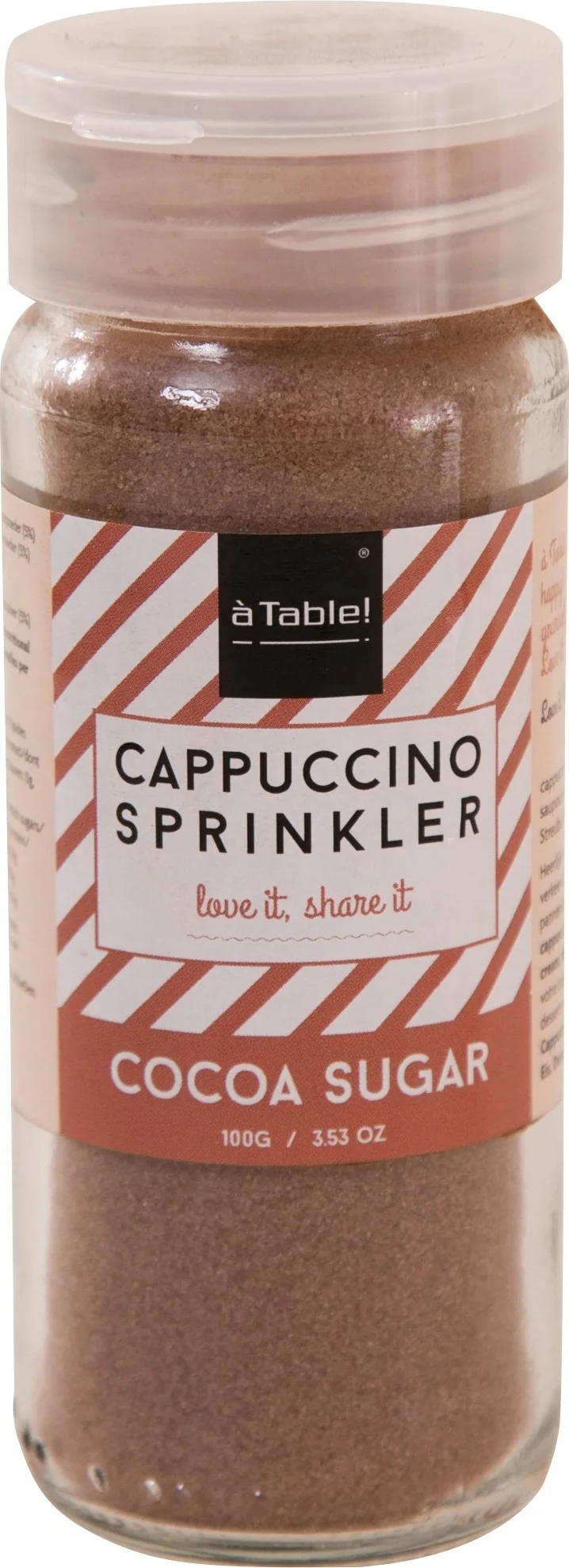 à Table! Cappuccino strooier suiker cacao