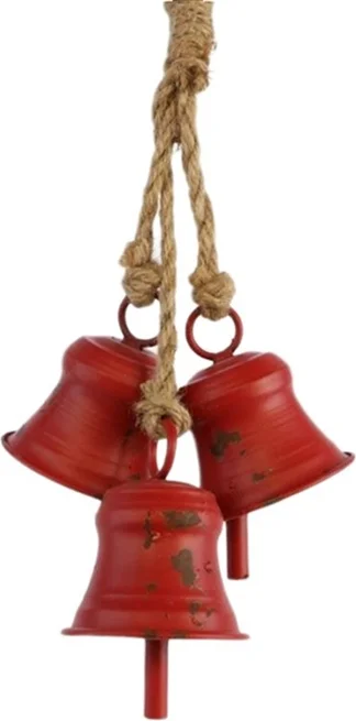 Decoratie hanger bel rood 15 x 8 x 40 cm