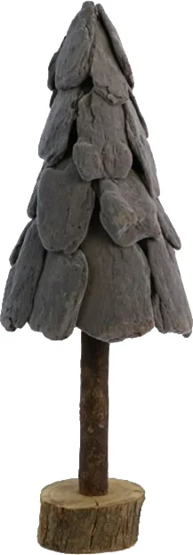 Decoratieboom gevlokt grijs D 20 H 60 cm