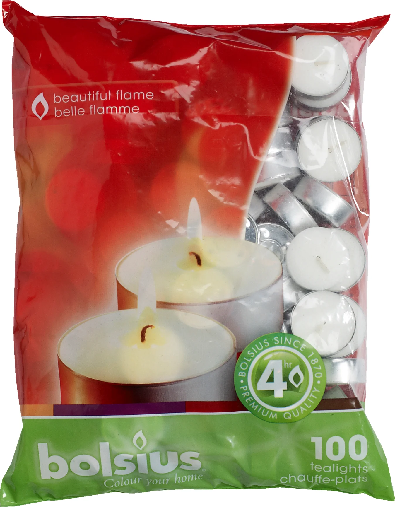 Bolsius Waxinelichten wit 4 uur 100 stuks