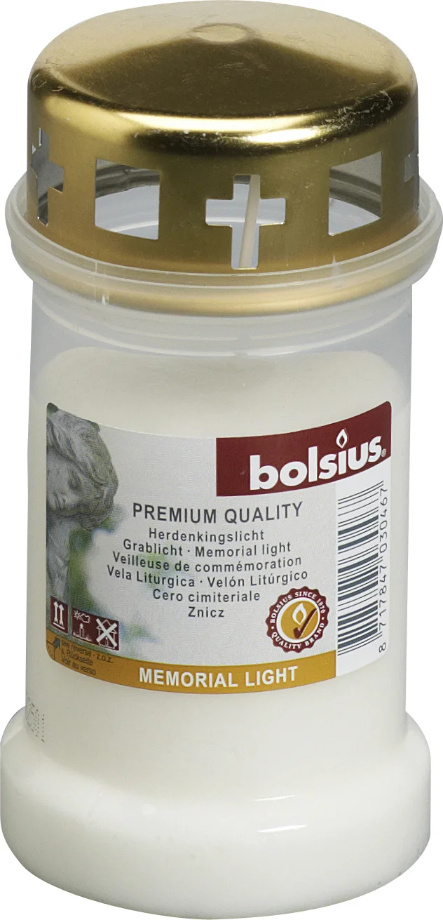 Bolsius herdenkingslicht nr3 wit 50 uur D 6,7 H 13,3 cm
