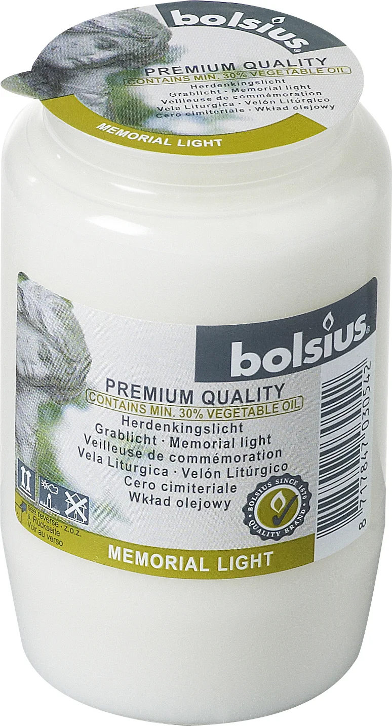 Bolsius herdenkingslicht nr3 wit 52 uur D 5,7 H 9,5 cm