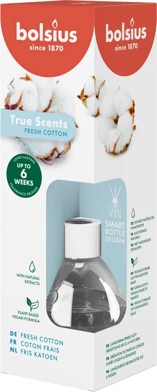 Bolsius geurstokjes True Scents Fresh Cotton 60 ml
