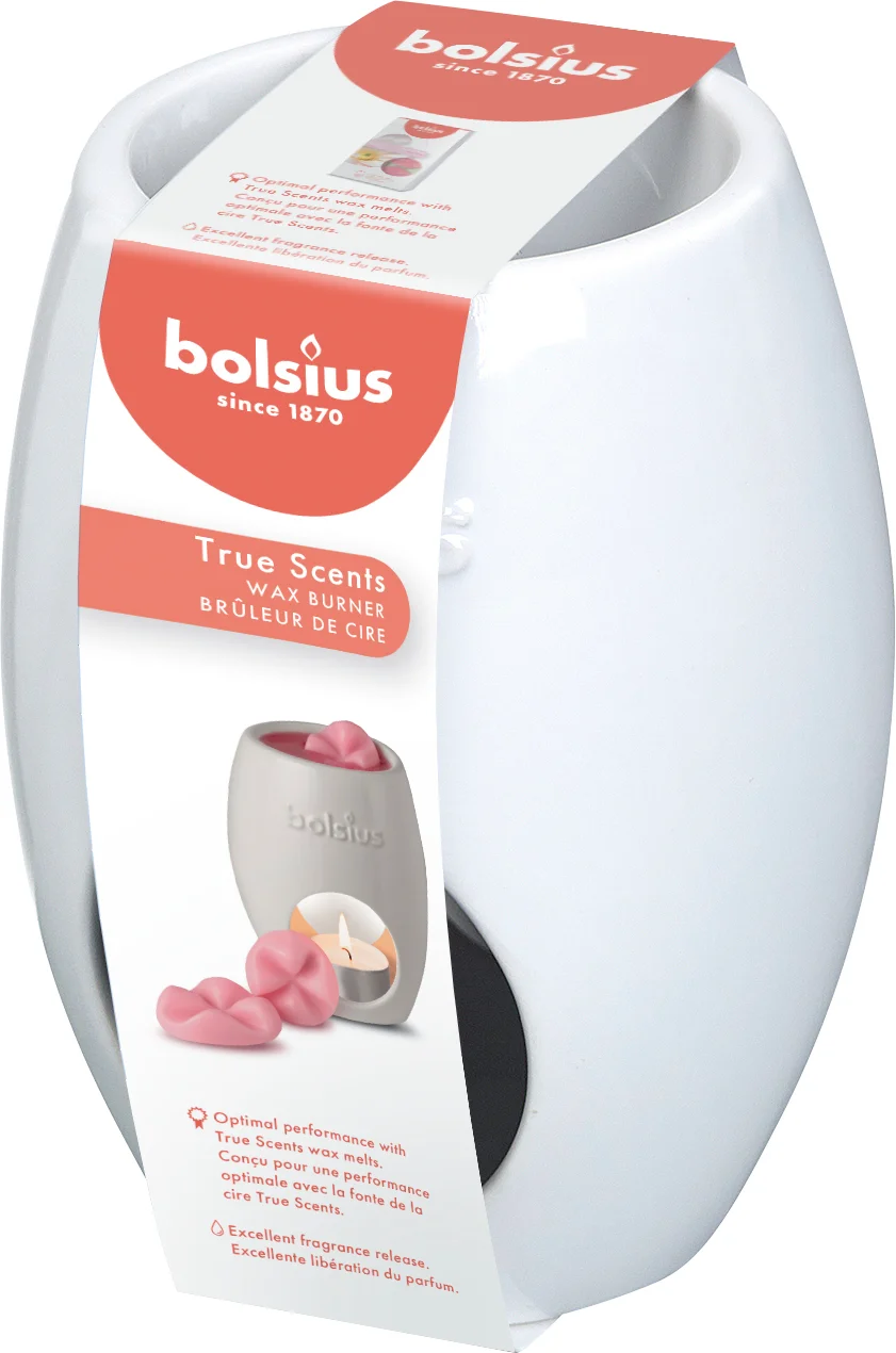 Bolsius wax geurbrander True Scents wit 9,4 x 9,4 x 12,3 cm