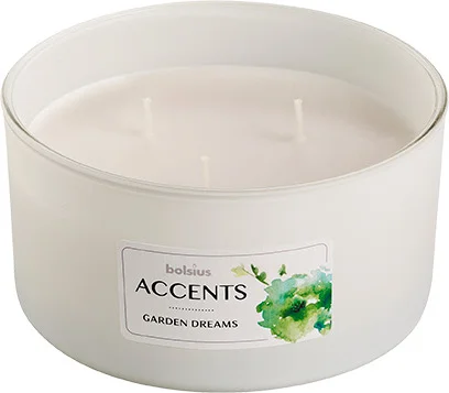 Bolsius geurkaars Accents Multiwick Garden Dreams wit 25 uur D 14 H 8,3 cm