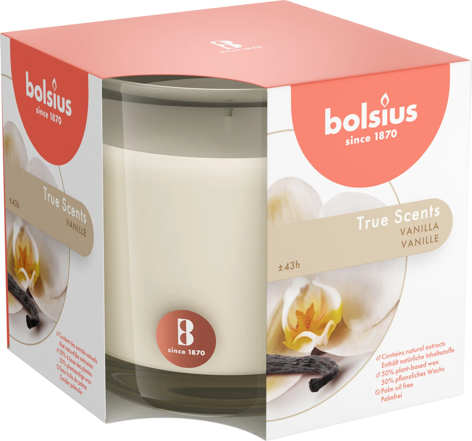 Bolsius geurkaars True Scents Vanille wit 43 uur D 9,7 H 9,9 cm