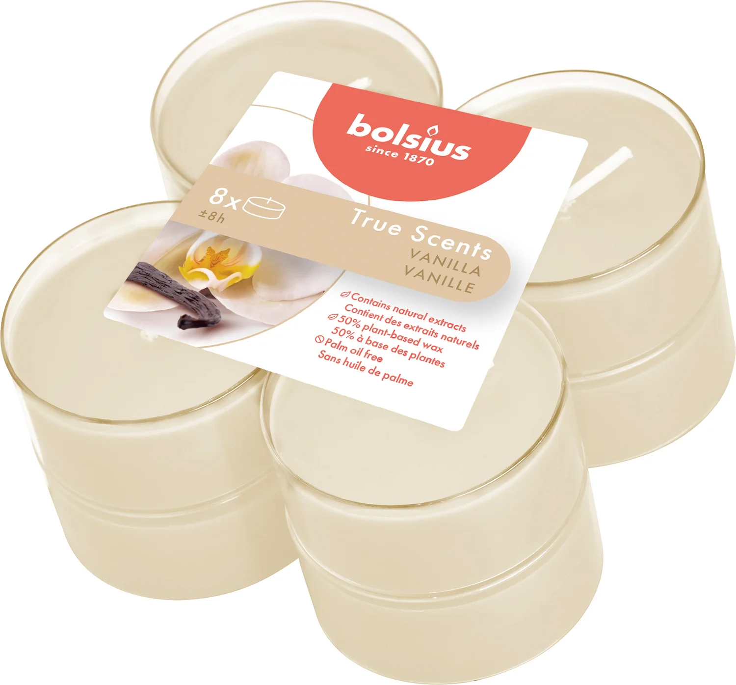Bolsius geurkaars True Scents Vanilla wit 8 uur 8 stuks
