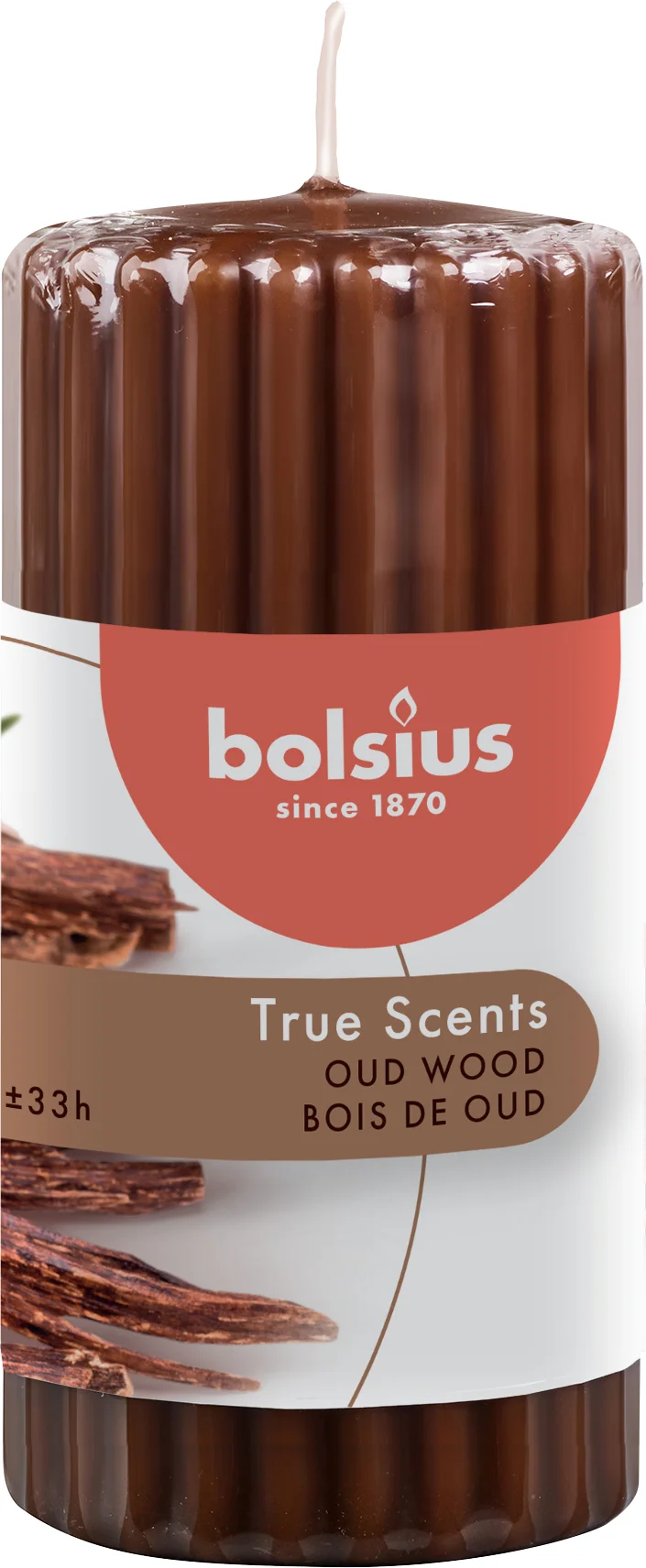 Bolsius geurkaars True Scents Oud Wood wit 33 uur D 5,8 H 12 cm
