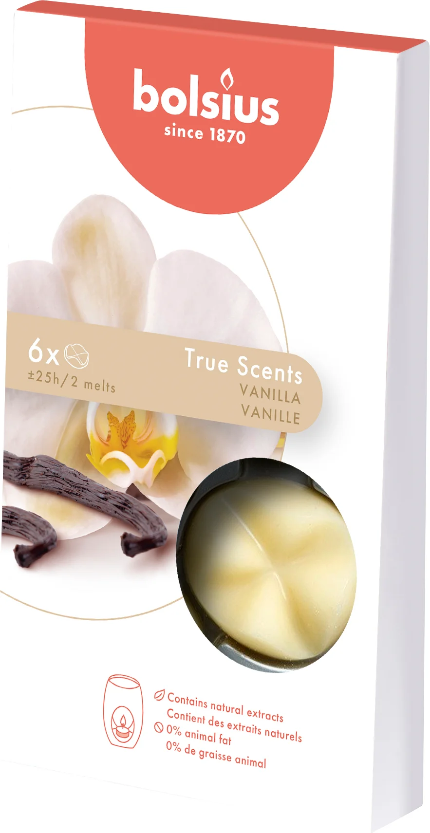 Bolsius geurwax True Scents Vanille wit 3 x 10 x 18 cm