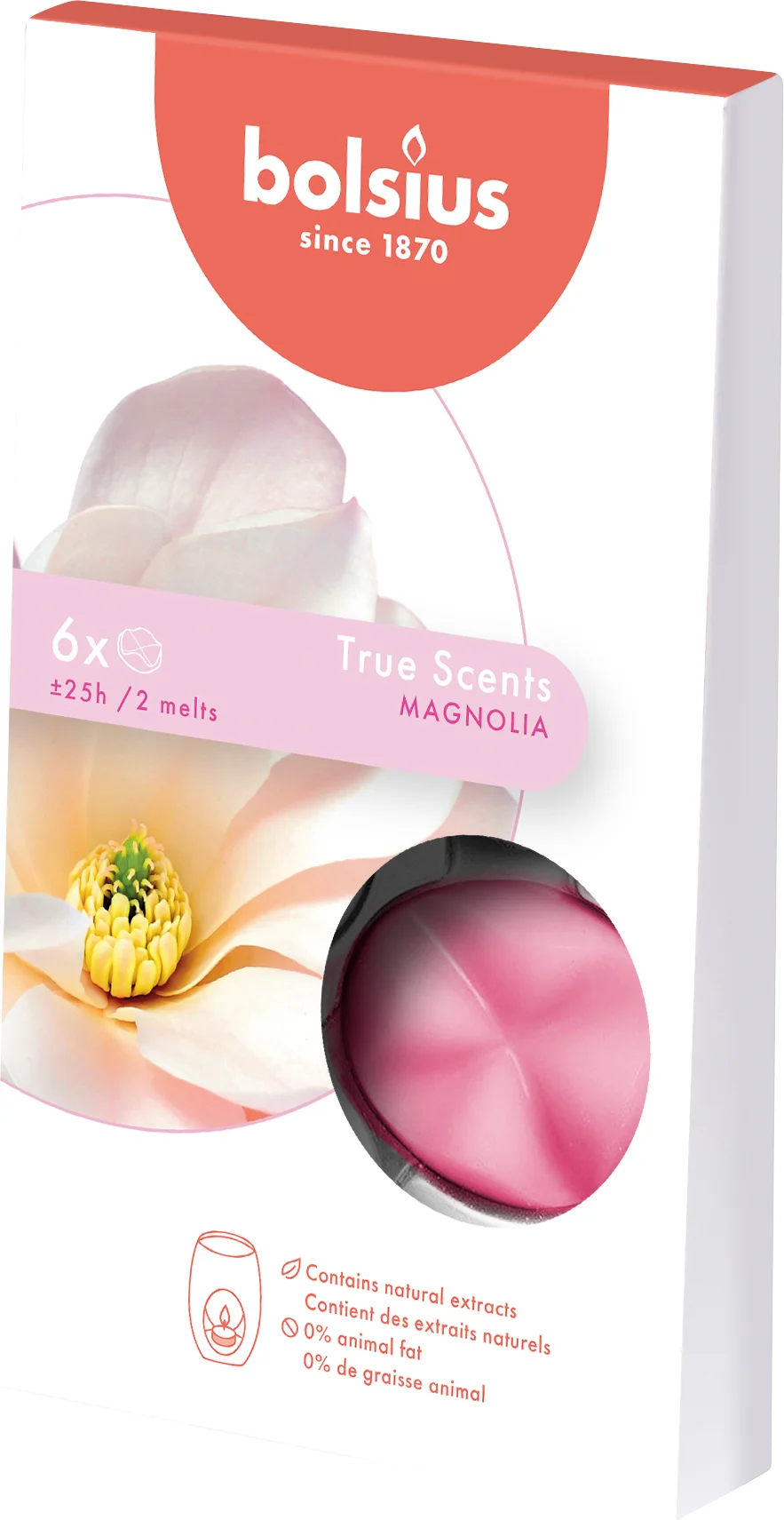 Bolsius geurwax True Scents Magnolia roze 3 x 10 x 18 cm