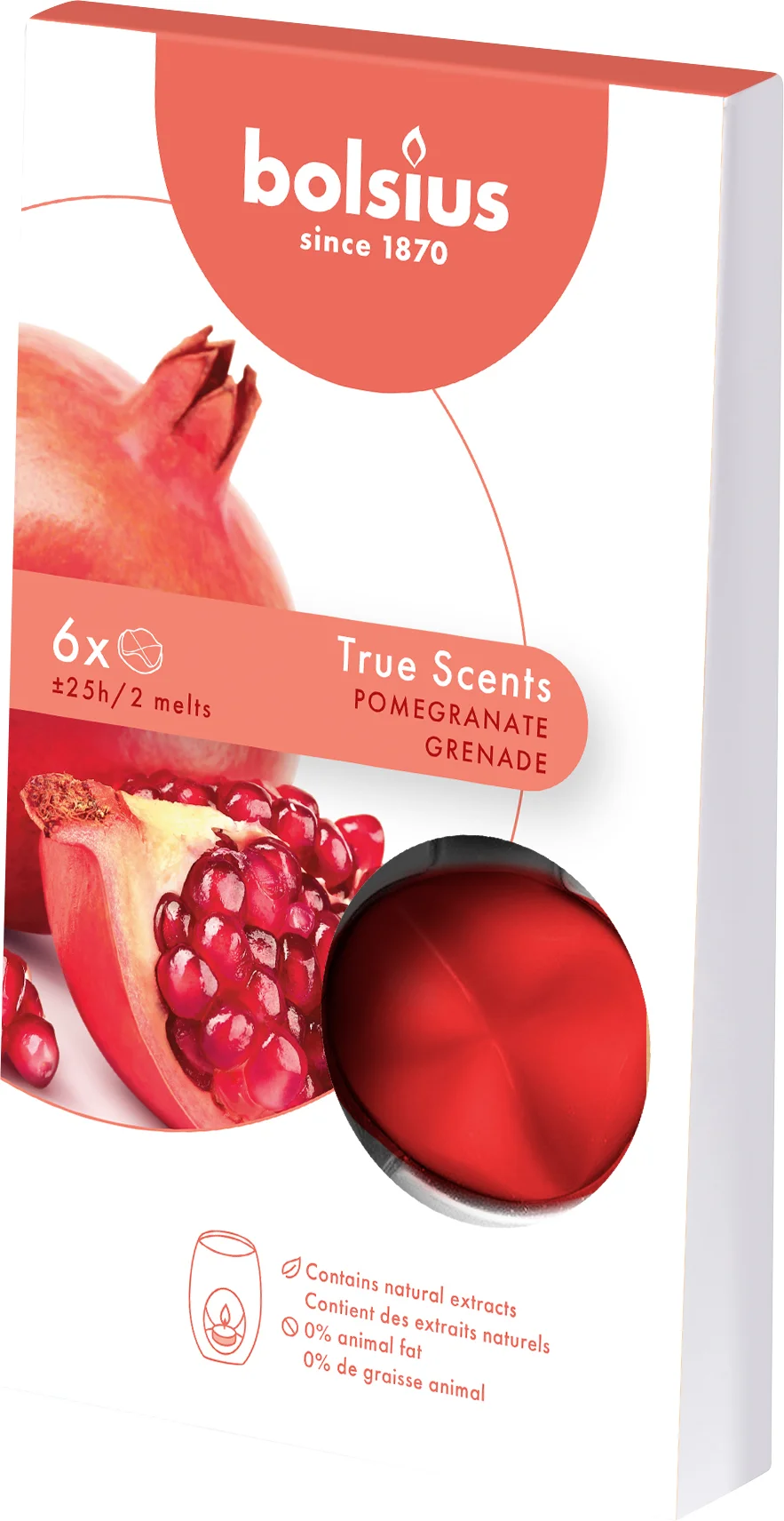 Bolsius geurwax True Scents Pomegranate rood 3 x 10 x 18 cm