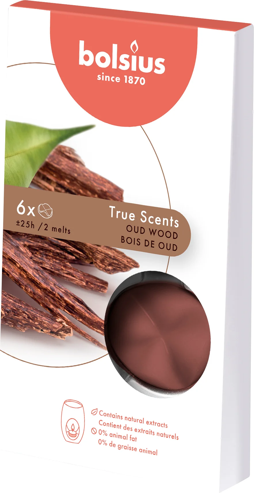 Bolsius geurwax True Scents Oud Wood bruin 3 x 10 x 18 cm