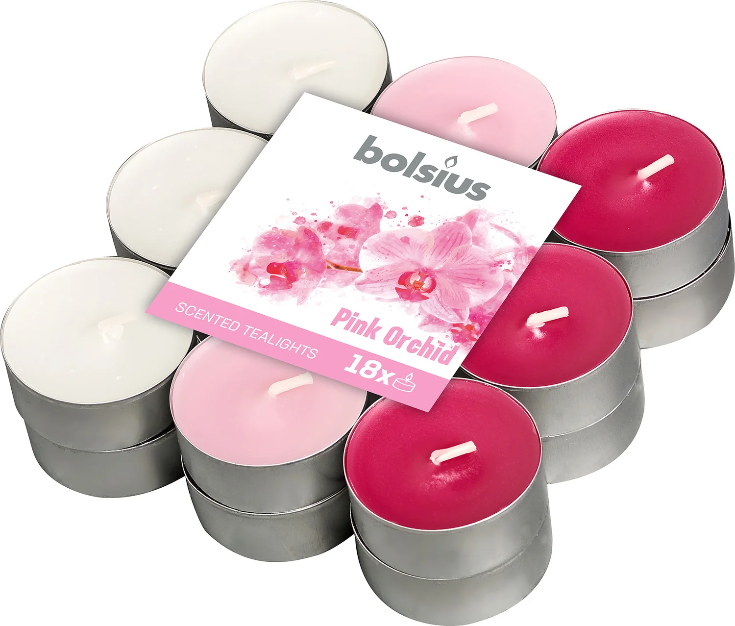 Bolsius geurtheelicht Orchid roze 4 uur 18 stuks