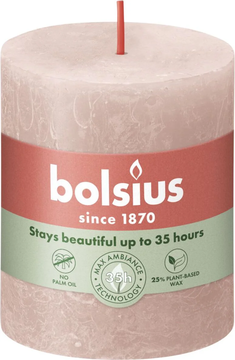 Bolsius stompkaars  roze 35 uur D 6,8 H 8 cm