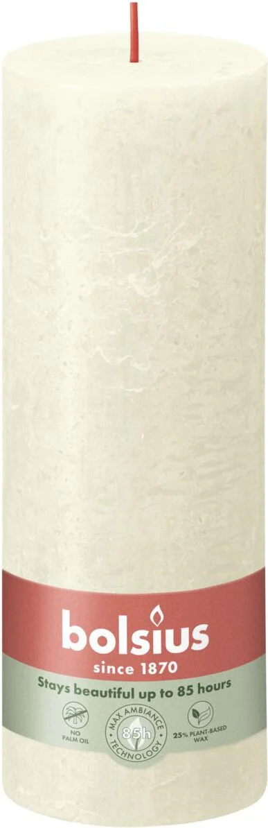 Bolsius stompkaars Rustiek Shine crème 85 uur D 6,8 H 19 cm
