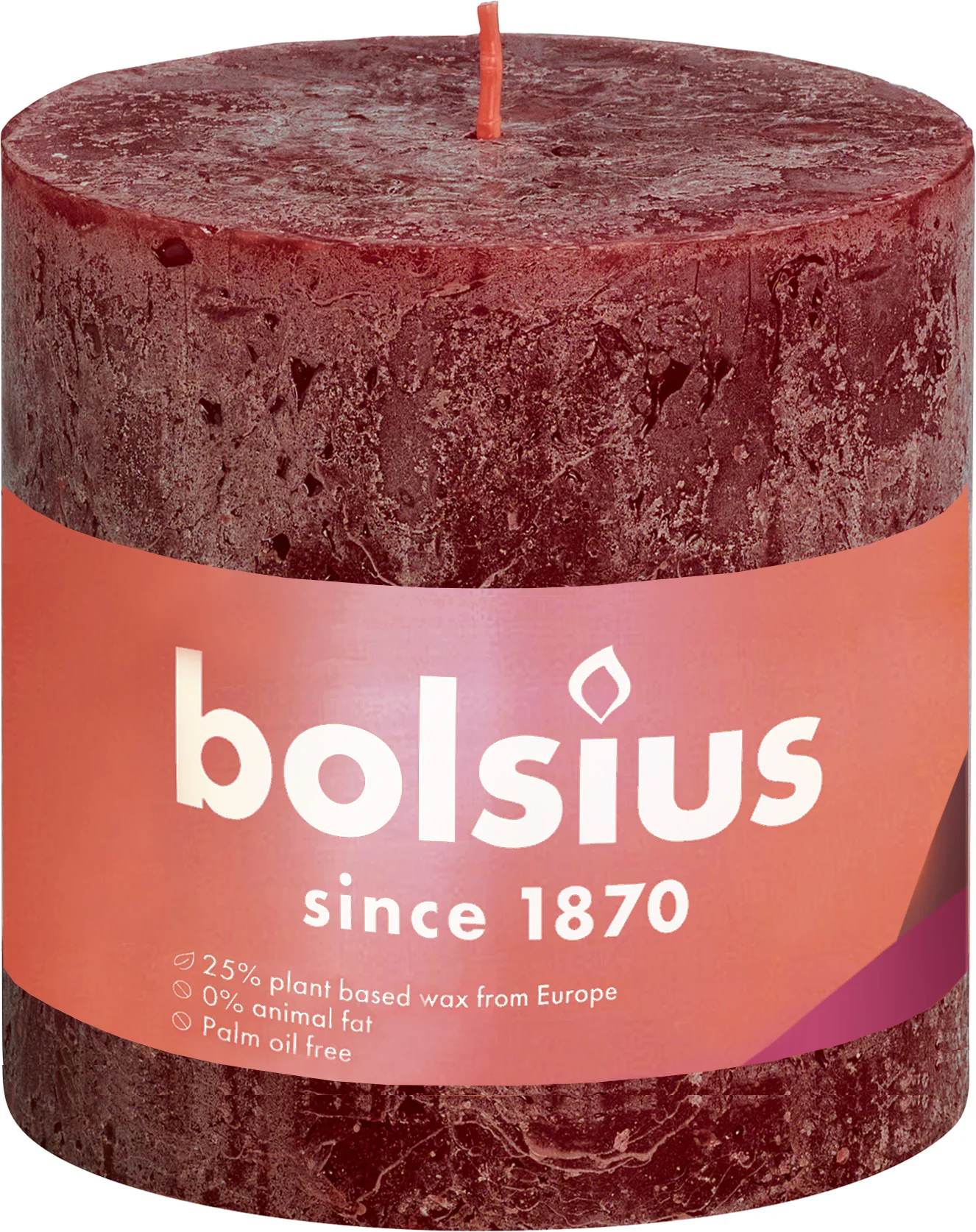 Bolsius stompkaars Rustiek Shine bordeaux 62 uur D 10 H 10 cm