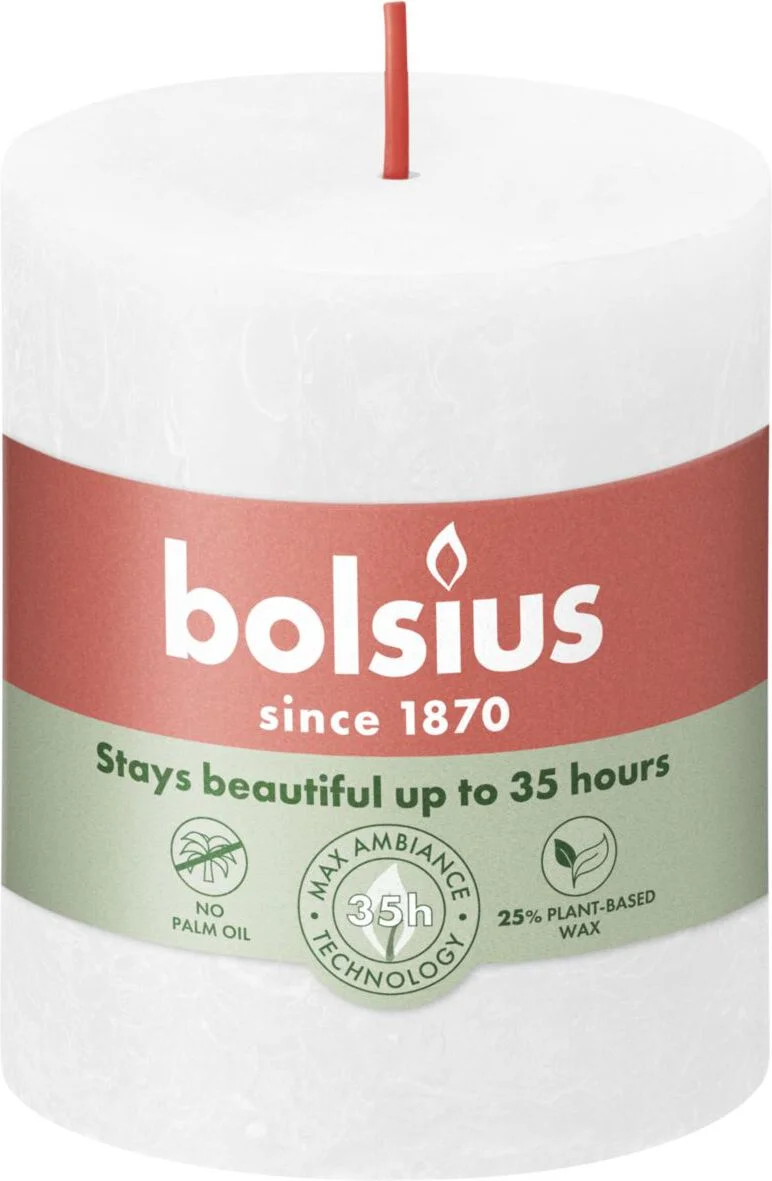 Bolsius stompkaars Rustiek Shine wit 35 uur D 6,8 H 8 cm