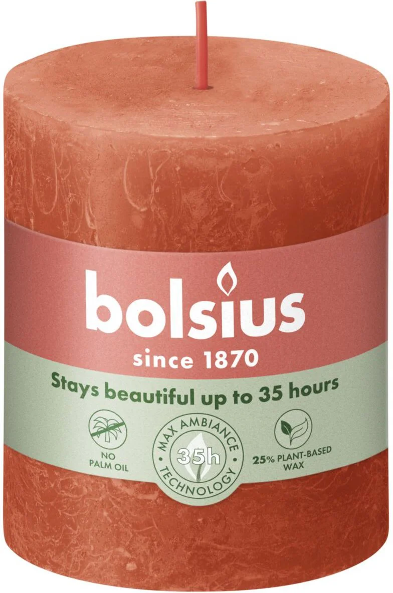 Bolsius stompkaars Rustiek Shine oranje 35 uur D 6,8 H 8 cm