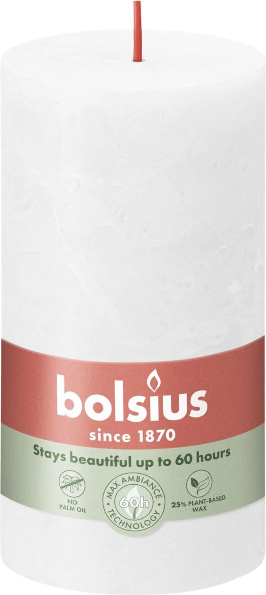 Bolsius stompkaars Rustiek Shine helder wit 60 uur D 6,8 H 13 cm