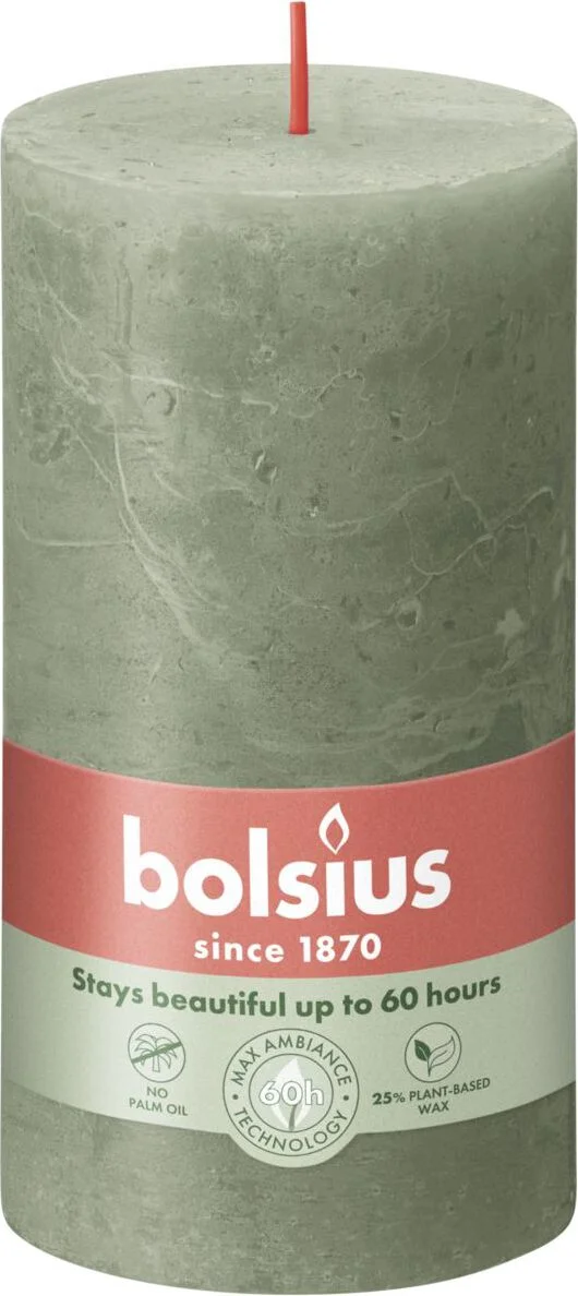 Bolsius stompkaars Rustiek Shine groe 60 uur D 6,8 H 13 cm