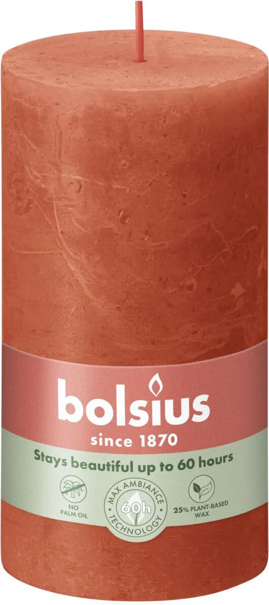 Bolsius stompkaars Rustiek Shine oranje 60 uur D 6,8 H 13 cm