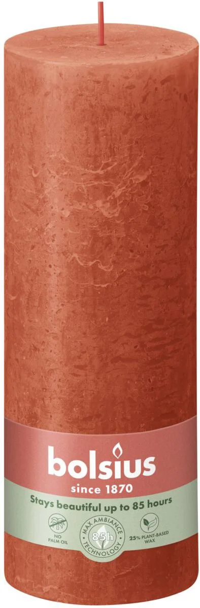 Bolsius stompkaars Rustiek Shine oranje 85 uur D 6,8 H 19 cm