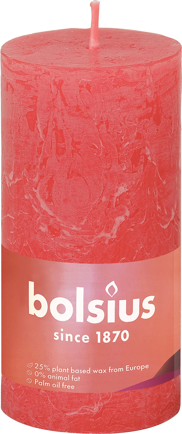 Bolsius stompkaars Rustiek Shine roze 30 uur D 5 H 10 cm