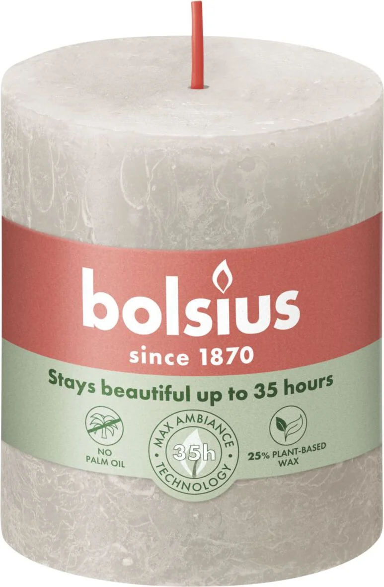 Bolsius stompkaars Rustiek Shine grijs 35 uur D 6,8 H 8 cm