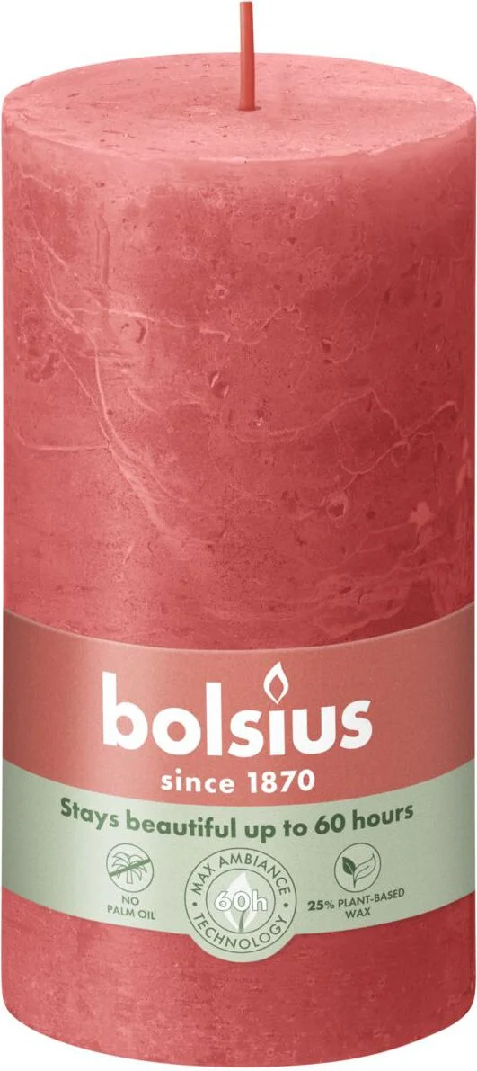 Bolsius stompkaars Rustiek Shine roze 60 uur D 6,8 H 13 cm