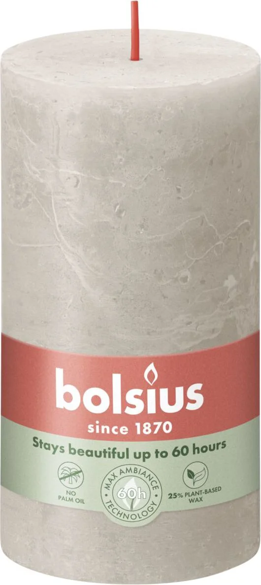 Bolsius stompkaars Rustiek Shine grijs 60 uur D 6,8 H 13 cm