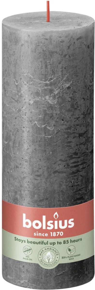 Bolsius stompkaars Rustiek Shine antraciet 85 uur D 6,8 H 19 cm