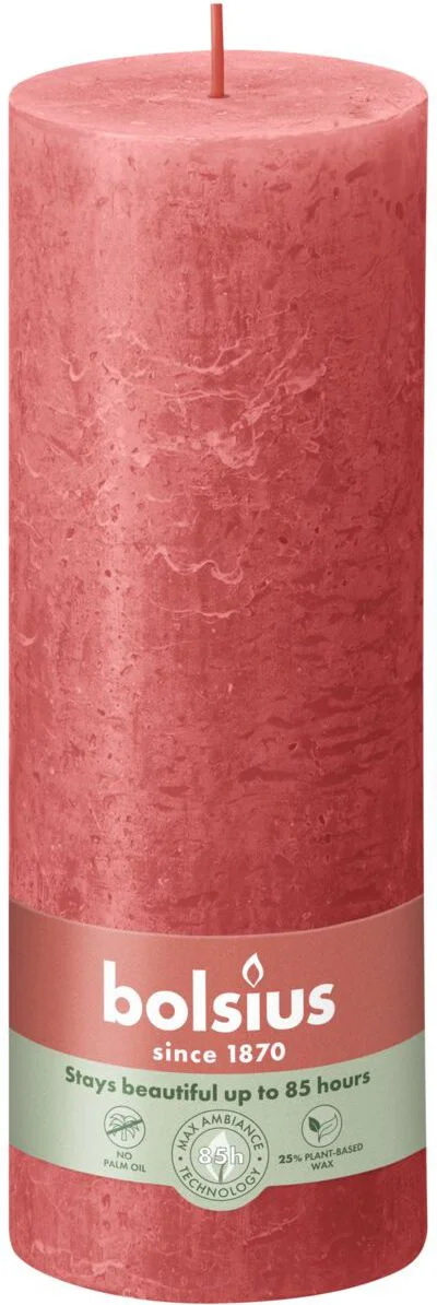 Bolsius stompkaars Rustiek Shine roze 85 uur D 6,8 H 19 cm