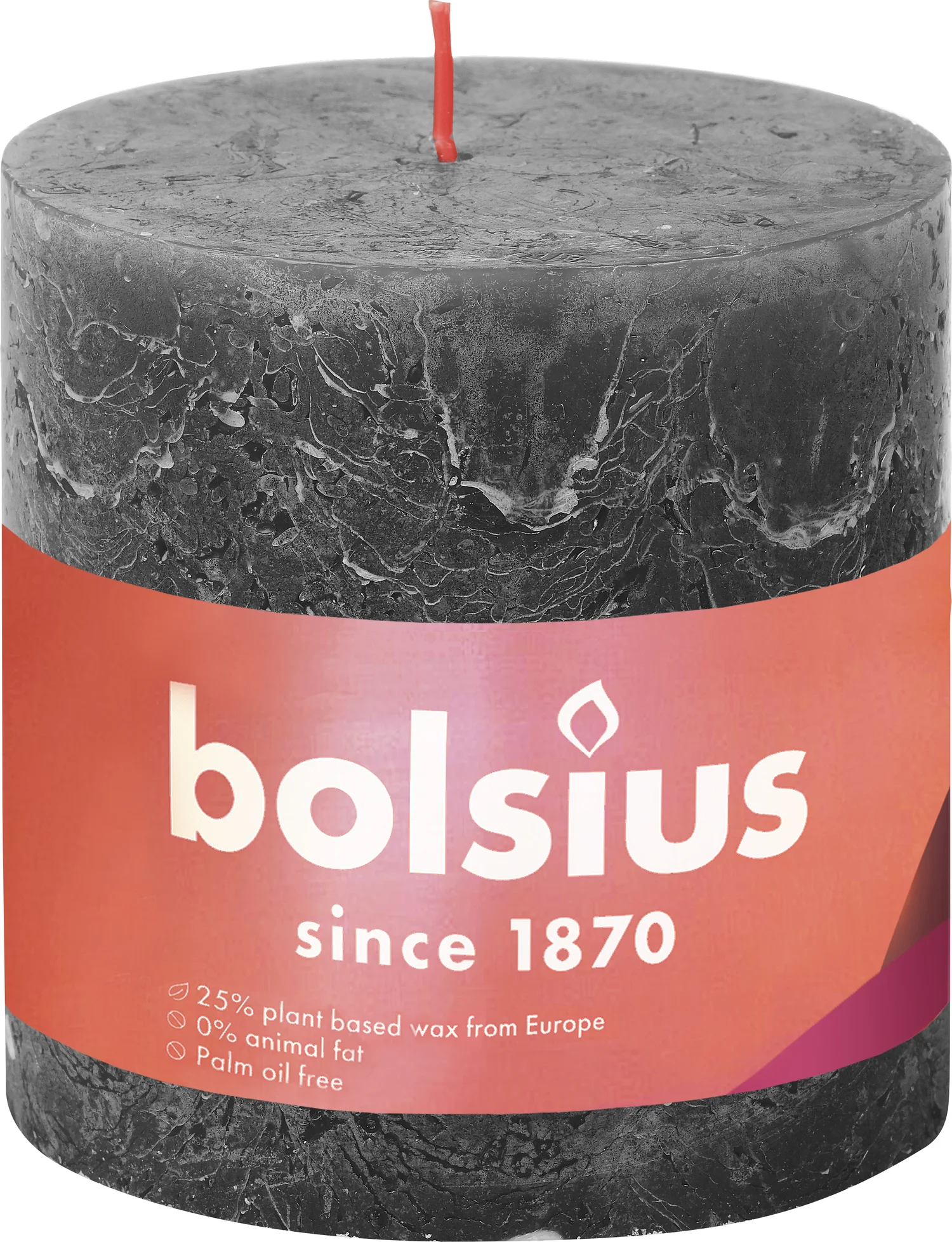 Bolsius stompkaars Rustiek Shine antraciet 62 uur D 10 H 10 cm