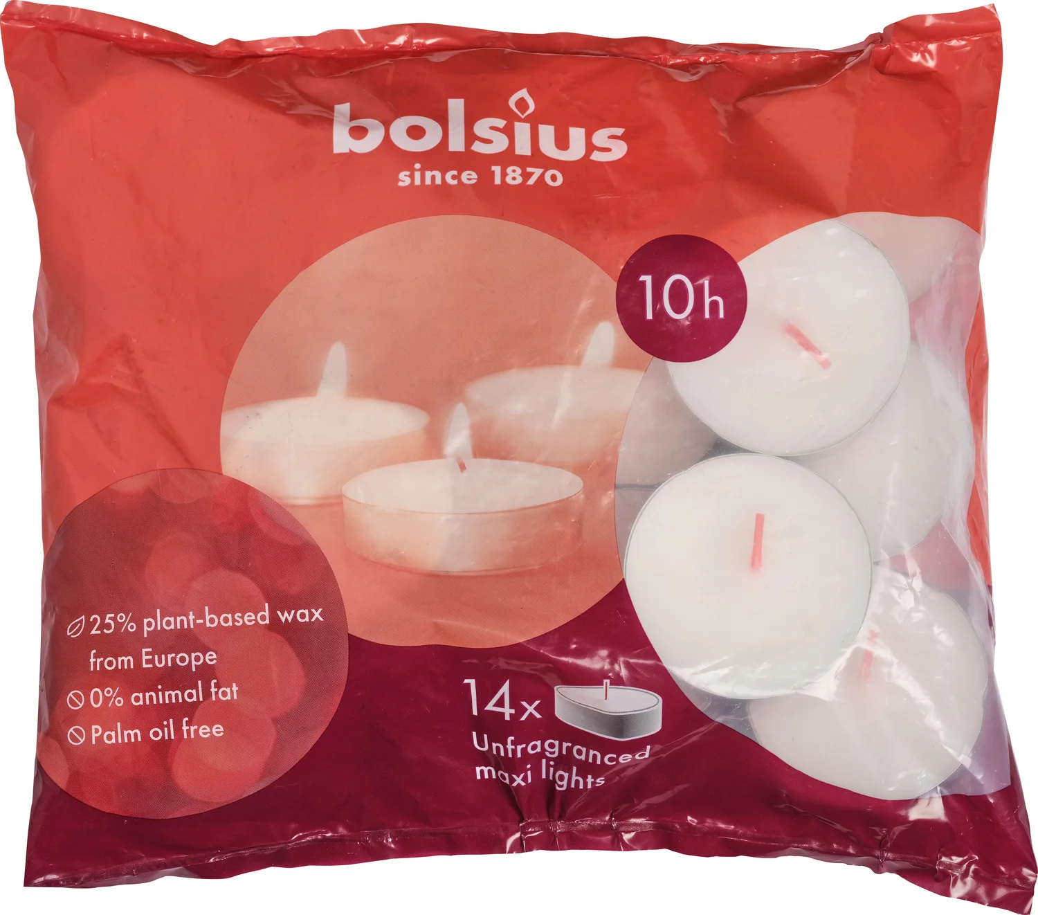 Bolsius waxinelichten D-light wit 10 uur 14 stuks
