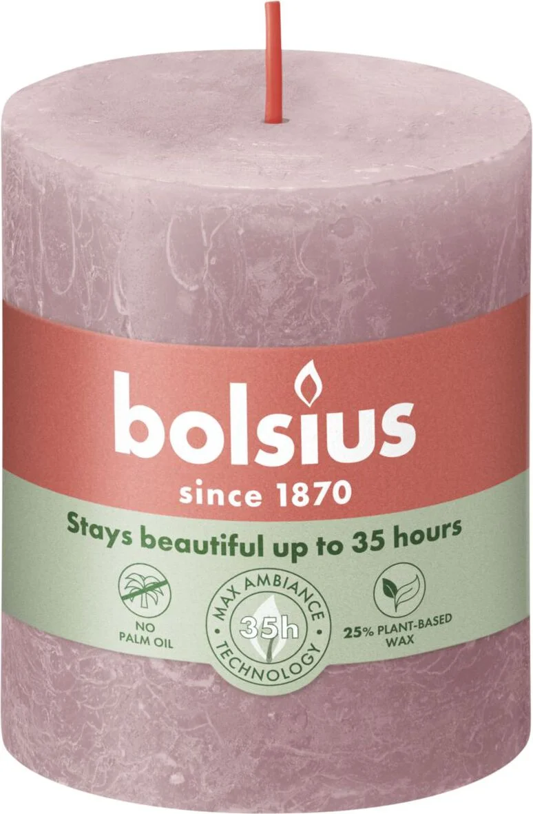 Bolsius stompkaars Rustiek Shine roze / grijs 35 uur D 6,8 H 8 cm