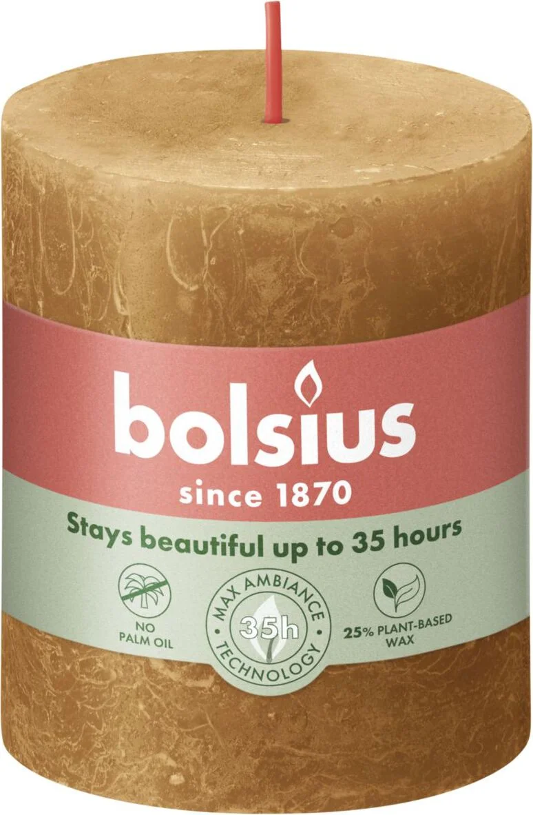 Bolsius stompkaars Rustiek Shine bruin 35 uur D 6,8 H 8 cm