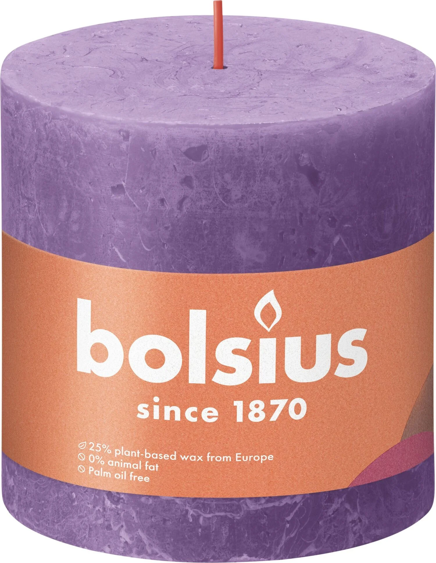 Bolsius stompkaars Rustiek Shine paars 62 uur D 10 H 10 cm