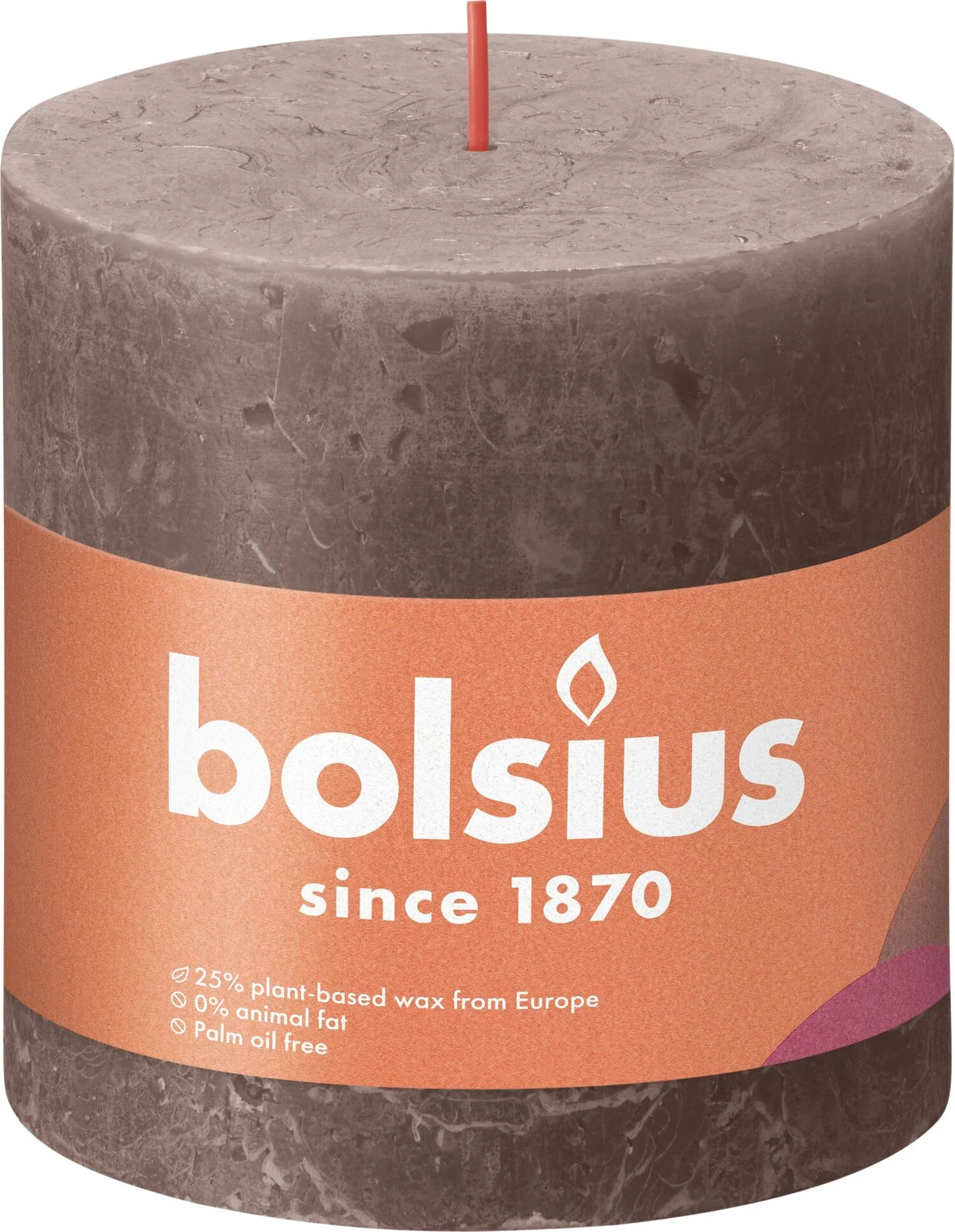 Bolsius stompkaars Rustiek Shine taupe 62 uur D 10 H 10 cm