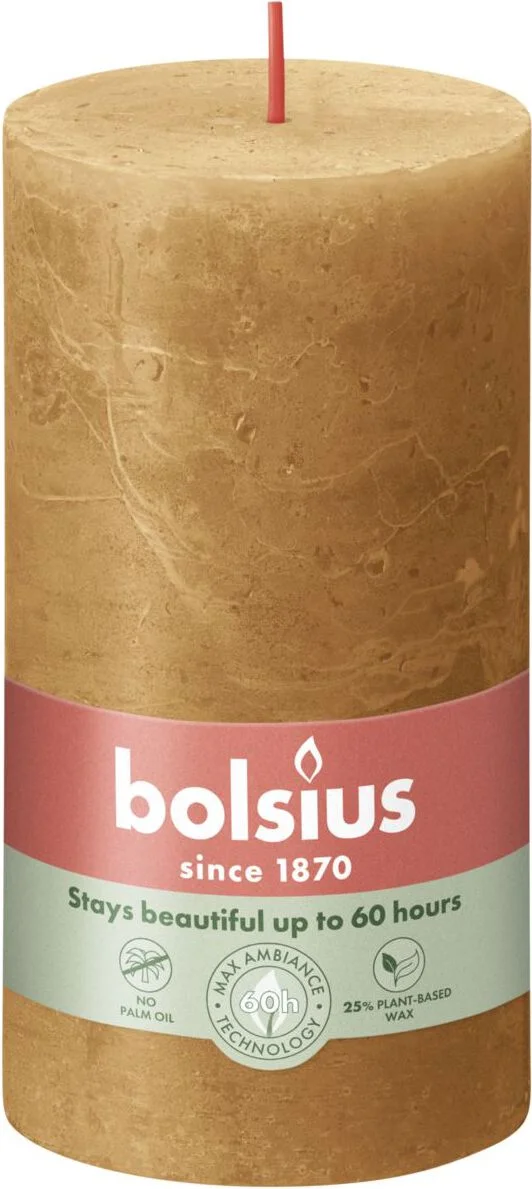 Bolsius stompkaars Rustiek Shine bruin 60 uur D 6,8 H 13 cm