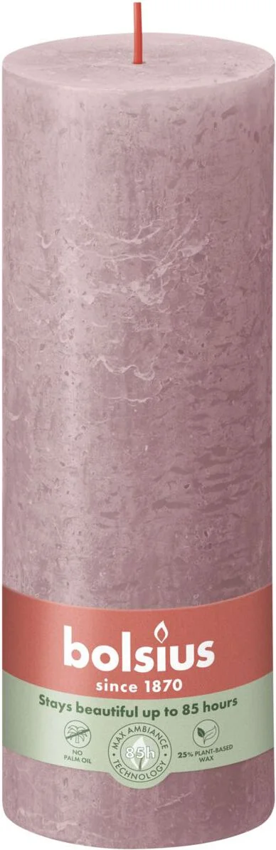 Bolsius stompkaars Rustiek Shine roze / grijs 85 uur D 6,8 H 19 cm