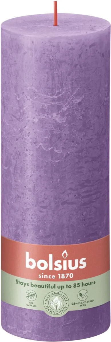 Bolsius stompkaars Rustiek Shine paars 85 uur D 6,8 H 19 cm