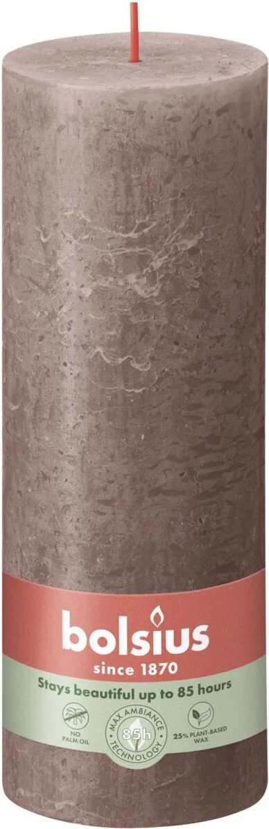 Bolsius stompkaars Rustiek Shine taupe 85 uur D 6,8 H 19 cm