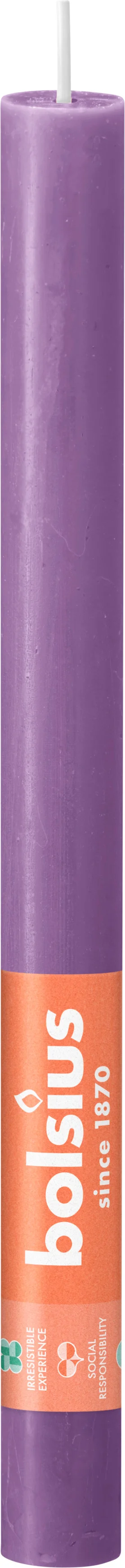 Bolsius dinerkaars Rustiek Shine paars 13 uur D 2,3 H 27 cm